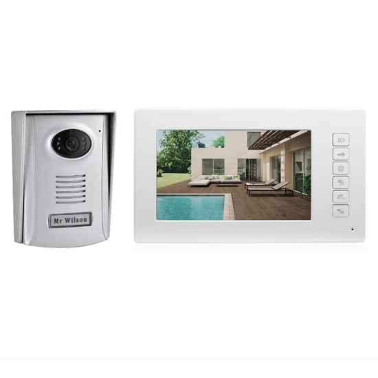 7 Inch Physical Button White Monitor and Outdoor Camera Sensor ID Card 2-Way Intercom System