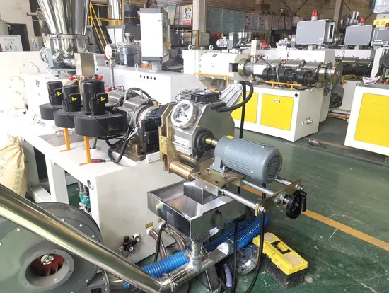 Plastic Soft and Rigid PVC Resin Hot Die Face Cutter Granulating Line 70-120kg/H with Sjsz51/105 Conical Twin Screw Extruder