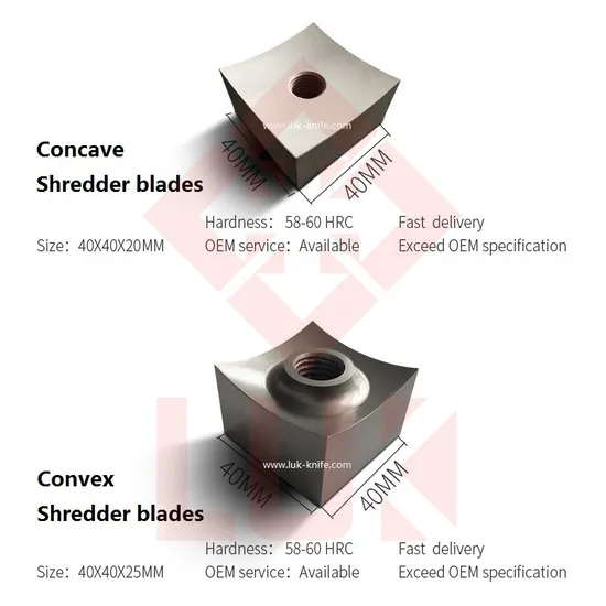 M12 40X40mm Rotary Blade for Paper Crusher Rotor Knife Rubber Granulator Blades
