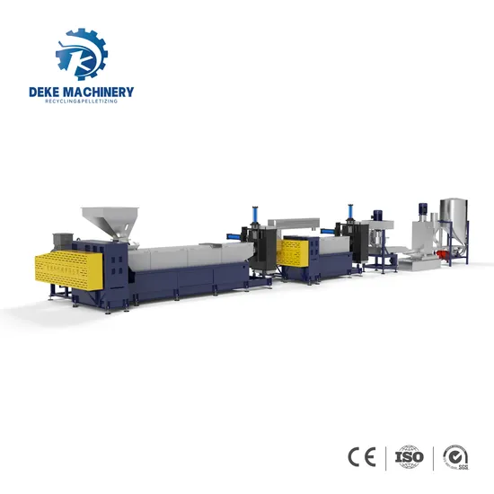 HDPE Flakes Plastic Granulating Machine for Two Stage Single Screw Water Ring Die Face Recycling Granulator Pelletizing Line