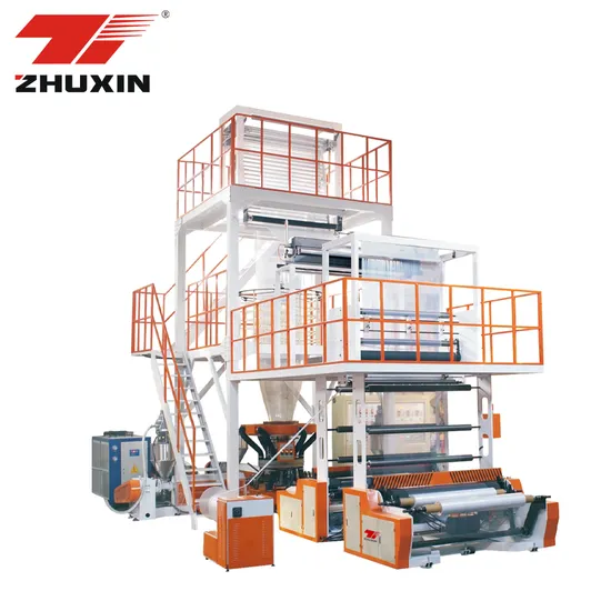 Three 3 Layer Co-Extrusion Rotary Die Head Biodegradable HDPE LDPE Plastic Film Blowing Extruder Machine Price