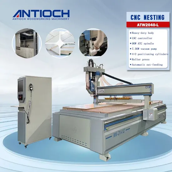 Linear Magazine 9kw Atc Spindle CNC Nesting CNC Router Machine