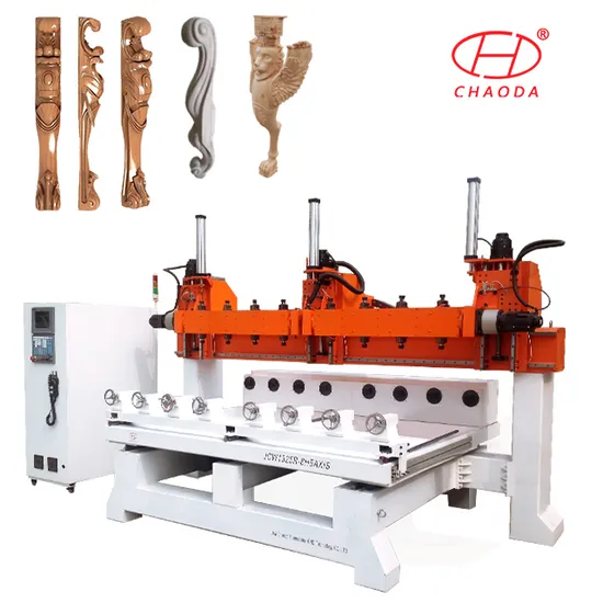 Hot Sale Wooden Chair Legs Making CNC Router Machine 5 Axis with 8 Rotary