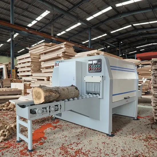 Chain Feeding Wood Cutting Circular Sawmill Multi Blade Wood Rip Saw