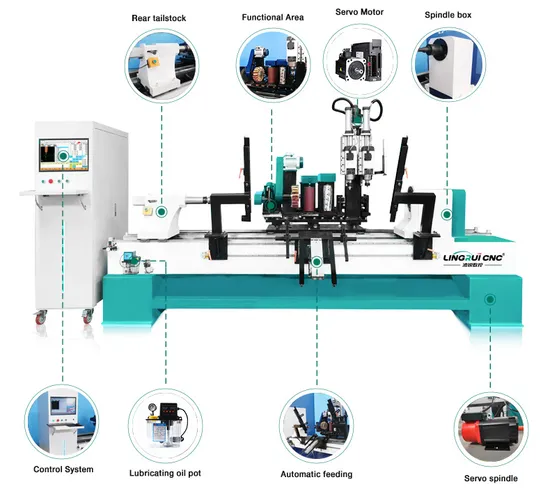 China Professional CNC Automatic Wood Turning Lathe Making Servo Motor CNC System Wood Lathe Machine for Furniture Legs