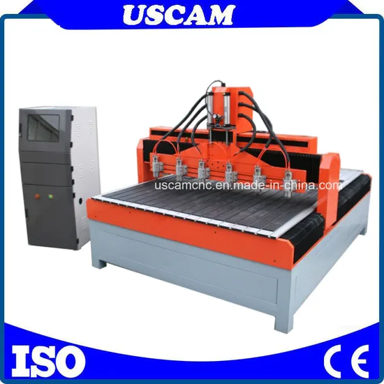 CNC Wood Milling Router with 6 Spindles Working Together
