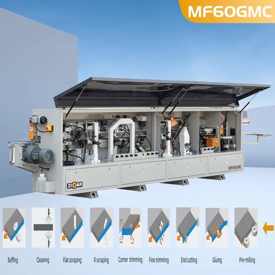 ZICAR furniture PVC and ABS Pre milling corner rounding Edge banding machine edgebander automatic