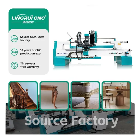 High Quality 1530-4t Automatic CNC Wood Work Lathe Woodworking Machinery Wood 4 Axis Auto Feeding CNC Wood Lathe for Sale
