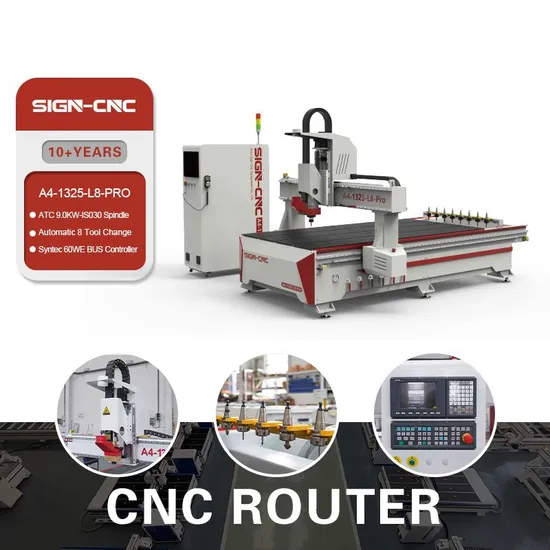 Time-Limited Sign A4 Atc 3 Axis with 9kw Spindle Wood Cutting Craving Engraving Machine CNC Router for Furniture Processing Factory