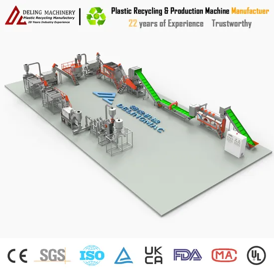 300kgh Pet Washing Line for Waste Drink Bottle Crushing Recycling Cleaning with Granulation Machine