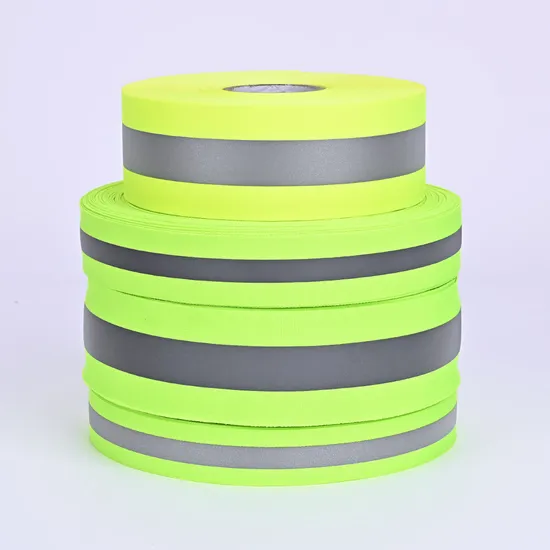 5X2cm Sew on Lime Green Gray Reflective Tape for Clothing