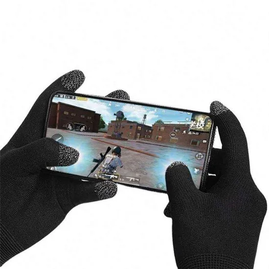 Anti Slip Knitted Black Sweat Proof Full Finger Game Touch Screen Gaming Gloves
