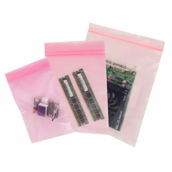 Pink Color Customized Printing Anti-Static PE Plastic Packaging Bag for Electronic Components