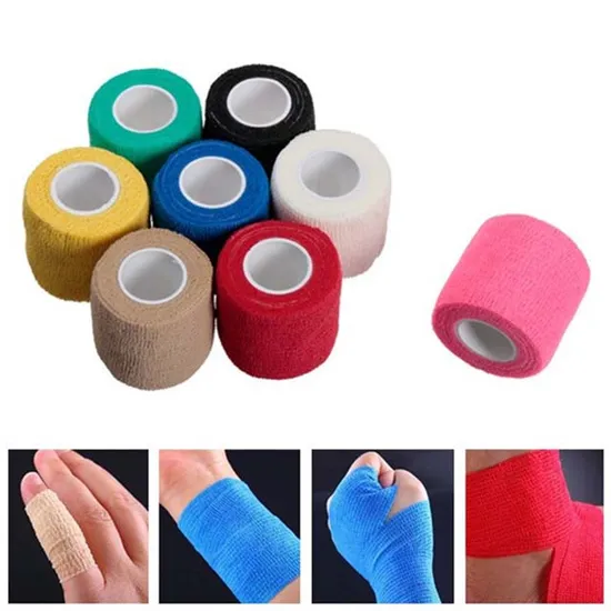 Colored Elastic Athletic Wrap Cohesive Bandage Nonwoven Fabric 30gsmx1.08