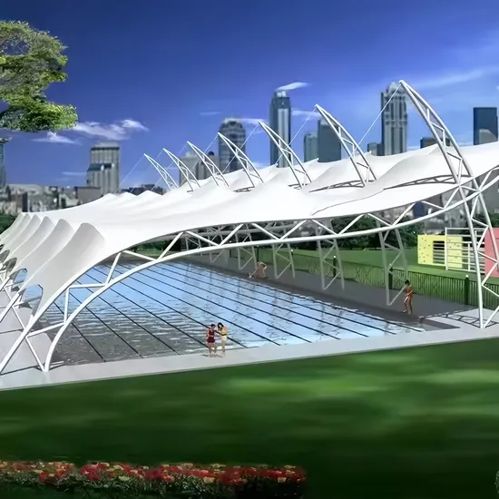 Customized Platform Shade Cover PTFE PVDF Tensile Membrane Structure Roof Architecture Tarpaulin for School Sport Stadium Plaza