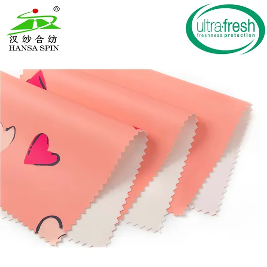 Printing PU Fabric for Raincoat with Cartoon Heart Pattern
