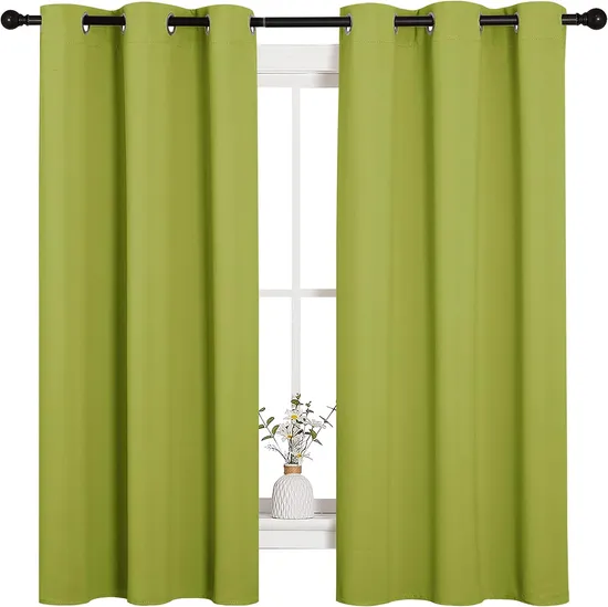 Grommet Blackout Green Curtains for Bedroom and Living Room, Thermal Insulated Room Darkening Curtains