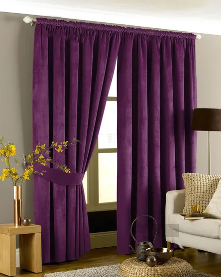 High Quality Top Grommet Window Curtain for Living Room, 100% Blackout Ready Made Velvet Material Curtains