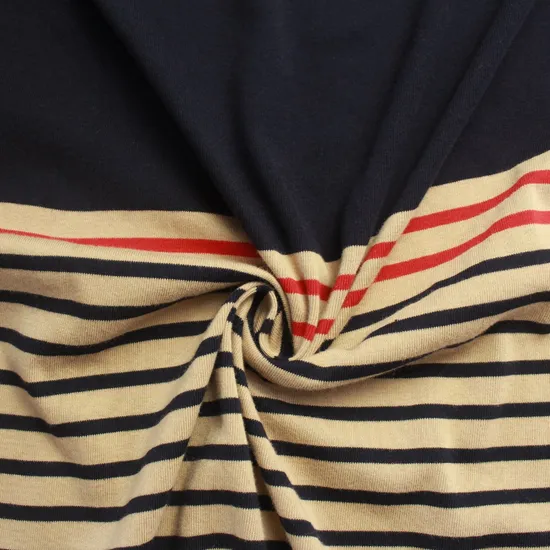 100% Cotton Yarn Dyed Engineering Striped 1X1 Rib Knit Fabric