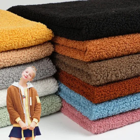 China 100% Polyester Wool Mohair Knitted Fabric Teddy Bear Faux Fur Sherpa Fleece Fabric Multi Color Custom Textile Teddy Velvet Fleece Fabric for Coat, Garment