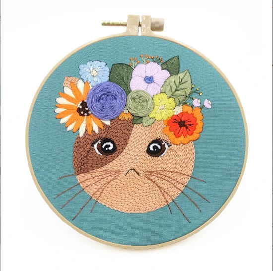 Handmade Cat DIY Embroidery Kit Creative for Beginners