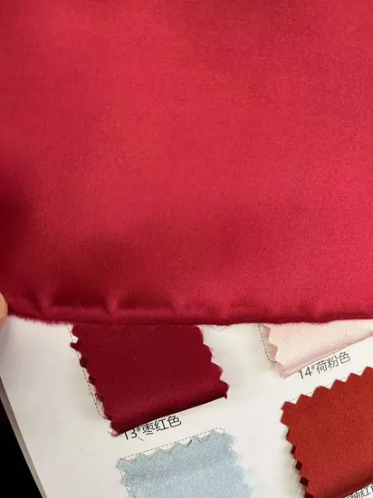 100% Silk 19mm 100% Mulberry Silk 114cm Width Red Color Without Spandex