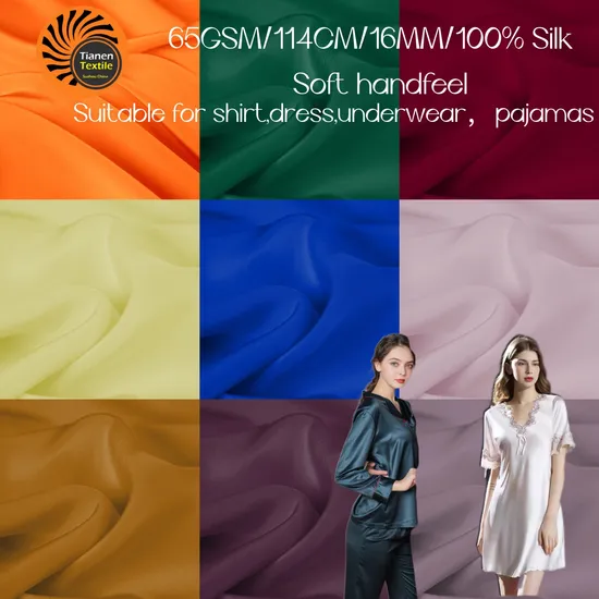 China Wholesale 16mm Silk Fabric 100% Pure Silk Fabric for Dress/Pajamas/Shirt/Underwear/Scarf