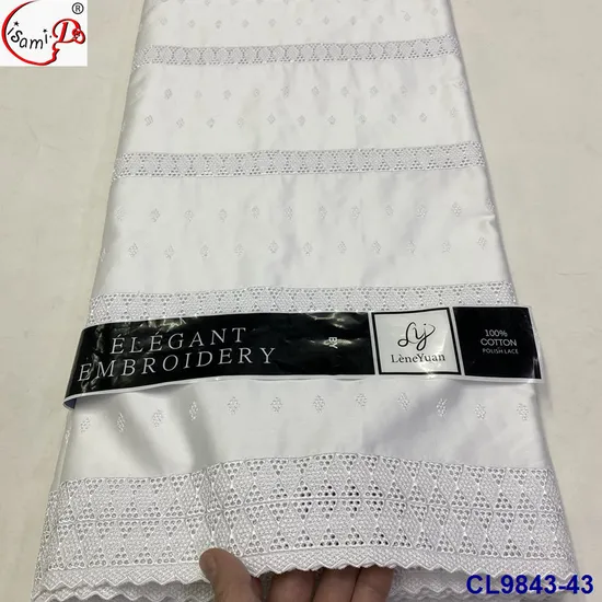 Polish Atiku Embroidery Lace Fabric Flower Voile African Men Dress Cotton Fabric