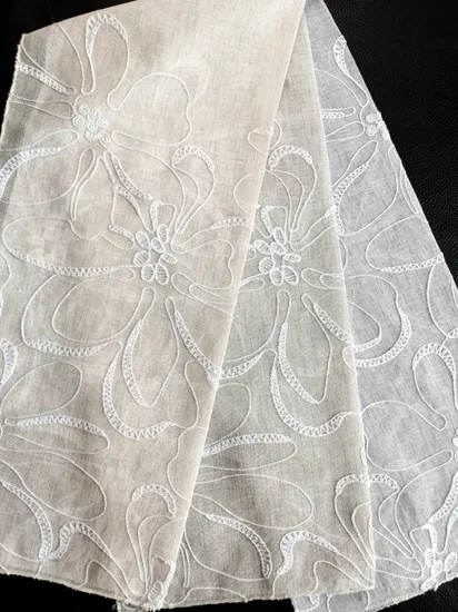 Good Quality 100% Polyester New Designs 540d Yard with Dolly Linen Looks Embroidery Cortina Curtain Fabric