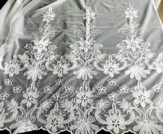 Nice Design 100% Polyester Bottom Side Mesh Dolly Embroidery Window Cortina Curtain Fabric
