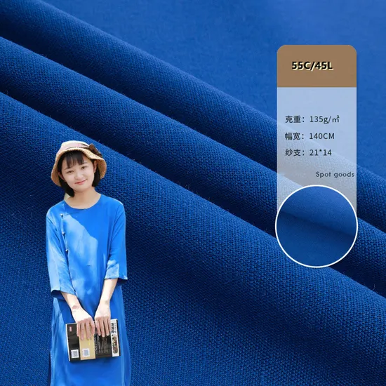 Organic Linen Cotton Blended Fabric for Women Dress Gingham Linen Shirt Fabric