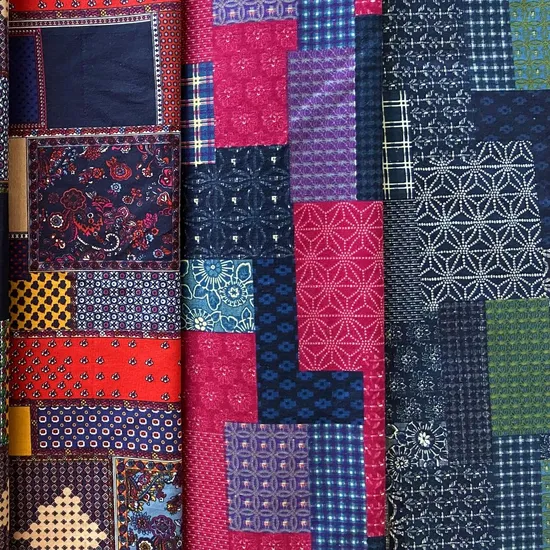 High Grade Plaid Splice Home Textile Fabric Printed Linen Cotton Fabric for Dress Clothing