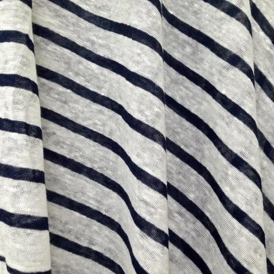 Linen Knitting Stripe Fabric for T-Shirt (QF14-1545-BS)