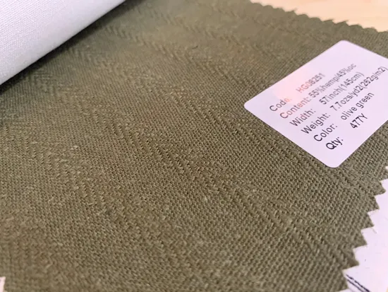 Hemp Cotton Fabric for Men′ S Shirt