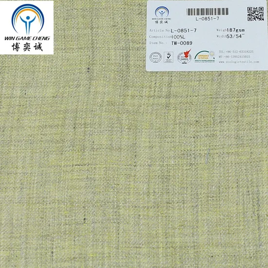 Twill Washed Pure 100%Linen Fabric for Garment