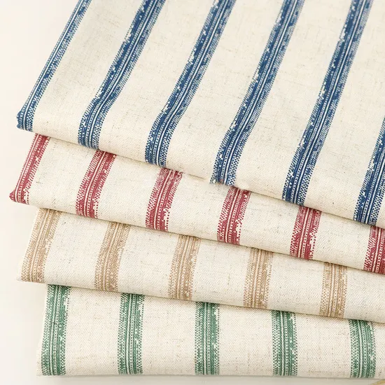 New Classic Wide Stripe Printed Linen Cotton Fabric Vintage Blend Fabric for Shirt