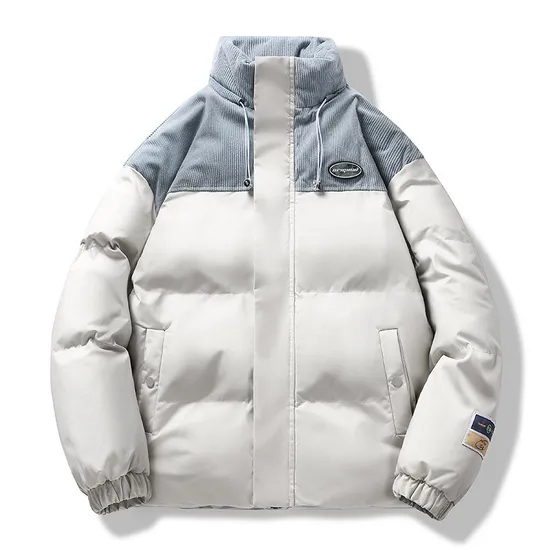 OEM/ODM Color-Blocked Corduroy Loose Warm Winter Jacket