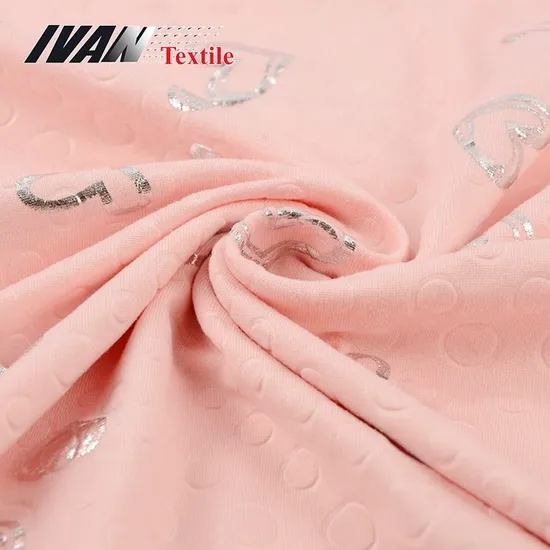 DTY Spandex Double Brushed Polyester Customized Solid Knitted Fabric with Emboss Foil