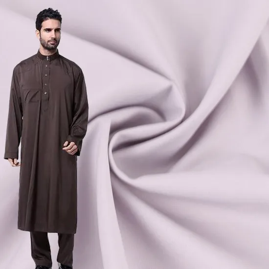 High Quality Arabic Thobe Fabric 100% Spun Polyester Dubai Abaya Arabic Dress Fabric