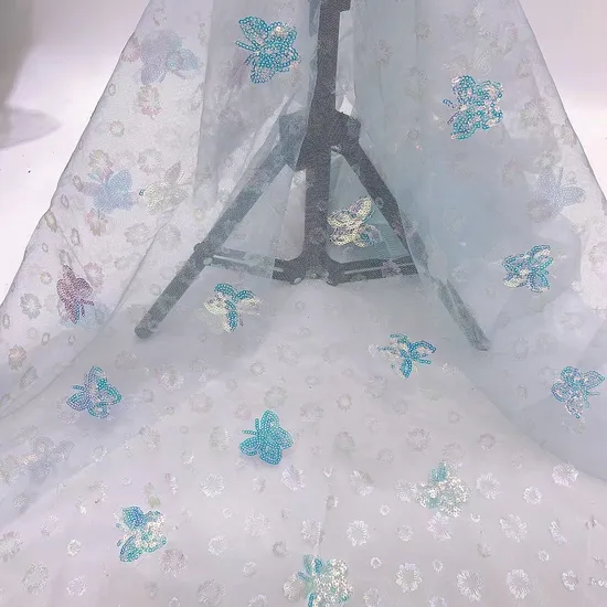 Fancy Butterfly Bead Embroidery Lace Garment Fabric Wholesale