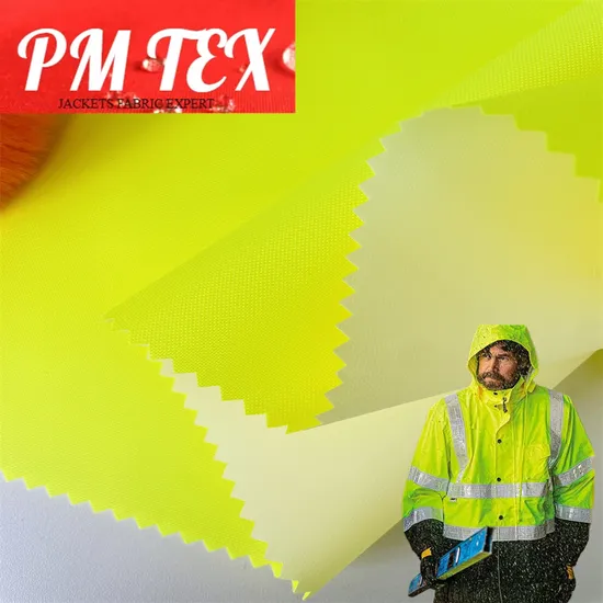 Water Resistant Hi Vis Orange PU Coated 300d DTY Oxford Fabric for Safety Rain Jacket