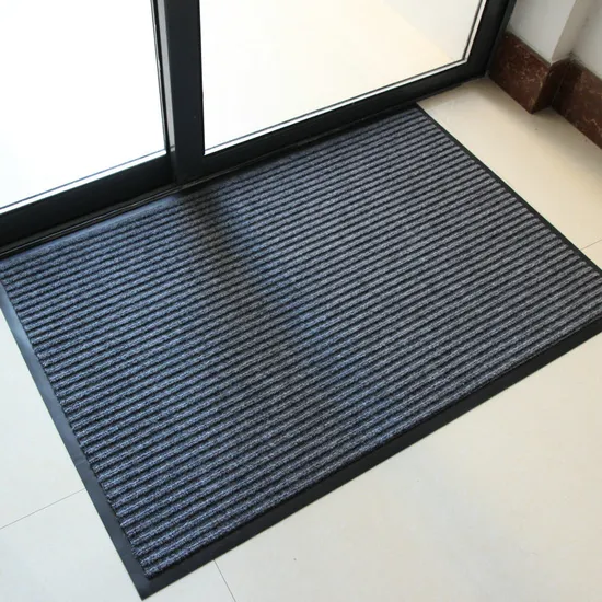 Polyester PVC Backing Double Stripe Rib Anti Slip Floor Entrance Door Mat Chemical Fiber Carpet Mat Coir Mat Plastic Bathroom Mat