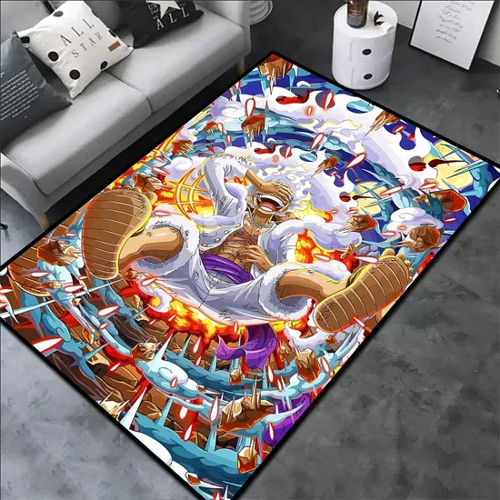 Anime Rug One Piece Luffy Gear 5 Custom Cartoon Handmade Carpet Area Rug