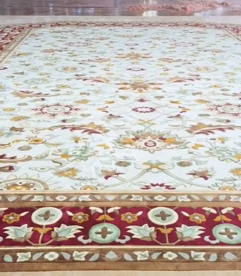 Custom Large Size 6m X 9m 10m White and Red Handmade Tufting New Zealand Wool Hand Tufted Persian Carpet for Ramadan Majlis Living Room