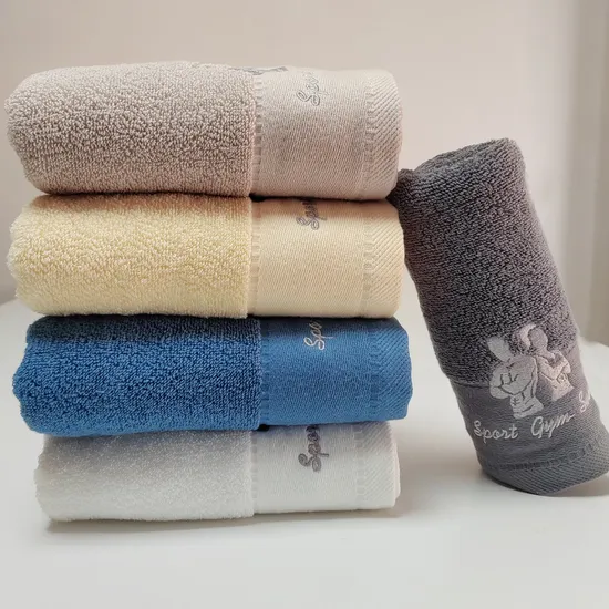 Custom Pure Cotton Embroidered Solid Color Bath Towel Face Hand Towe
