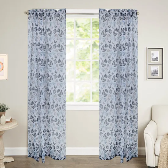 Modern Ready Made Window Curtains Wholesale Butterfly Print Curtains for The Living Room