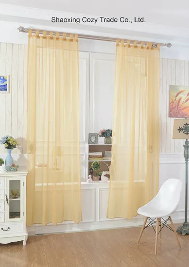 Plain Solid Tab Top Sheer Voile Panel Curtain