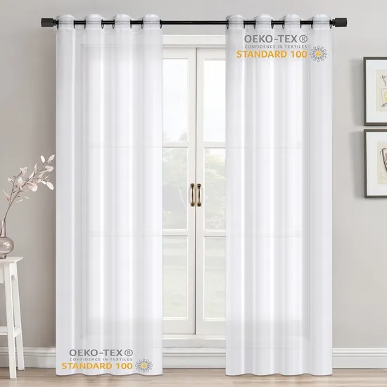 2024 Wholesale White Sheer Tulle Curtain Ready Made Voile Window Curtain for Living Room