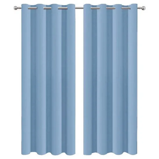 New Arrival Blue Ready-Made Textiles Solid Color 100% Polyester Blackout Curtain Decoration Factory Direct Sale Nursery Bedroom Hollow Microfiber Window Crapes