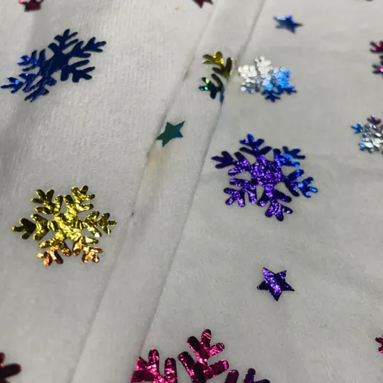 Elegant Foil Printed Knitted Polyester Velvet Fabric Gold Stamping 100% Polyester
